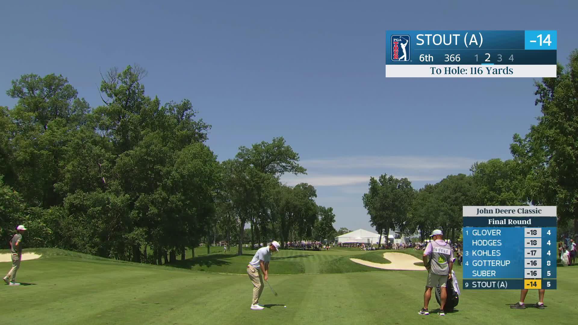 Preston Stout gets up-and-down from 117 yards for birdie on No. 6 at John Deere