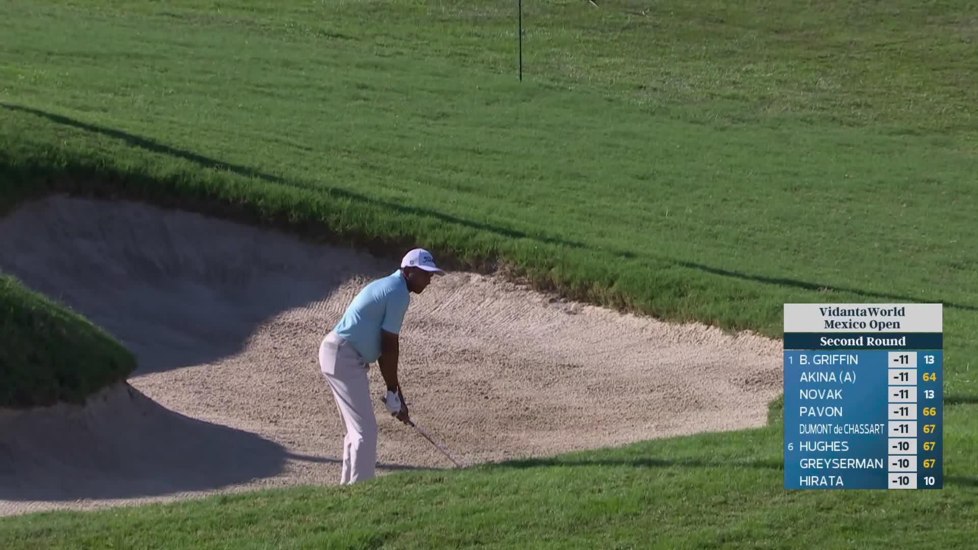 Sudarshan Yellamaraju drains 9-foot birdie putt on No. 13 at Mexico Open