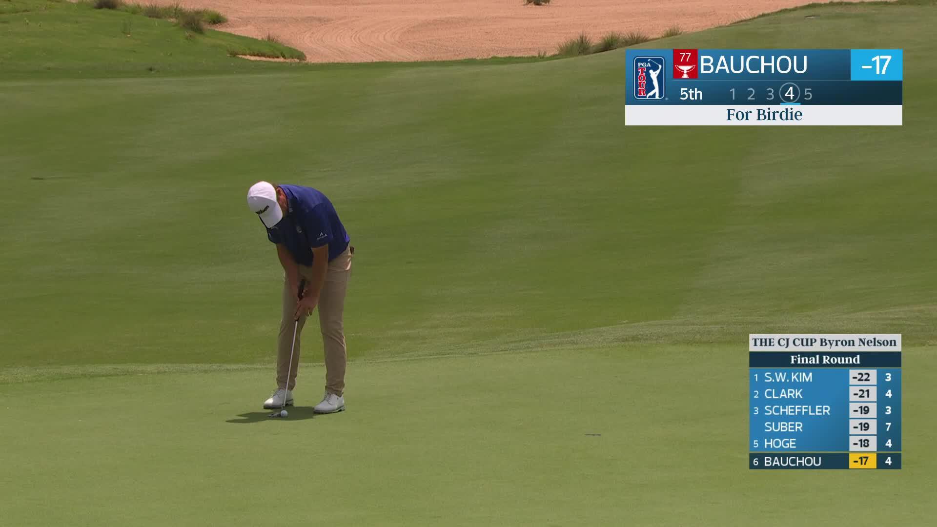 Zachary Bauchou sinks 6-foot putt for birdie on No. 5 at THE CJ CUP