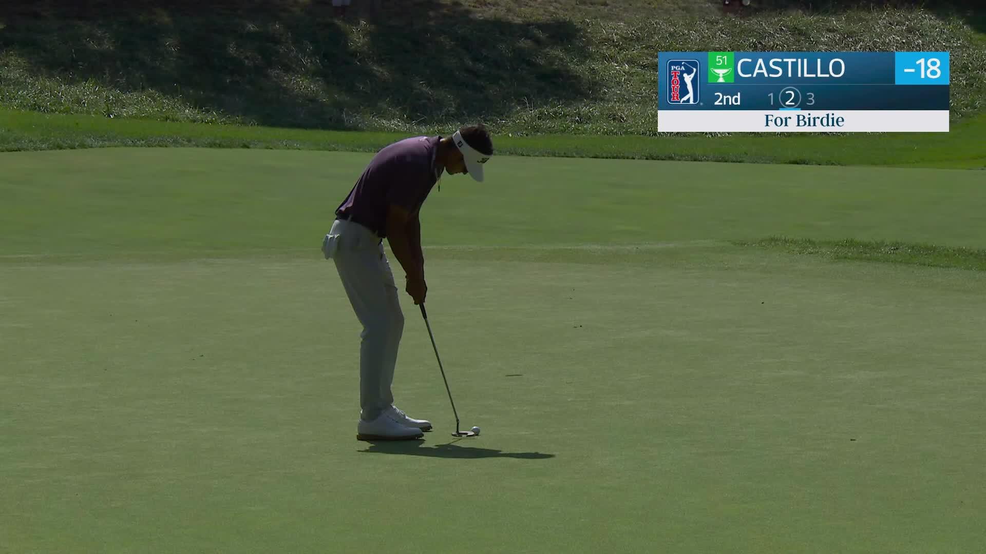 Ricky Castillo sinks 12-foot putt for birdie on No. 2 at Biltmore Championship
