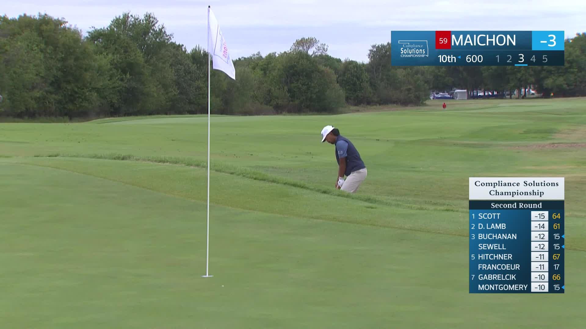 Phichaksn Maichon makes birdie on No. 10 at Compliance Solutions