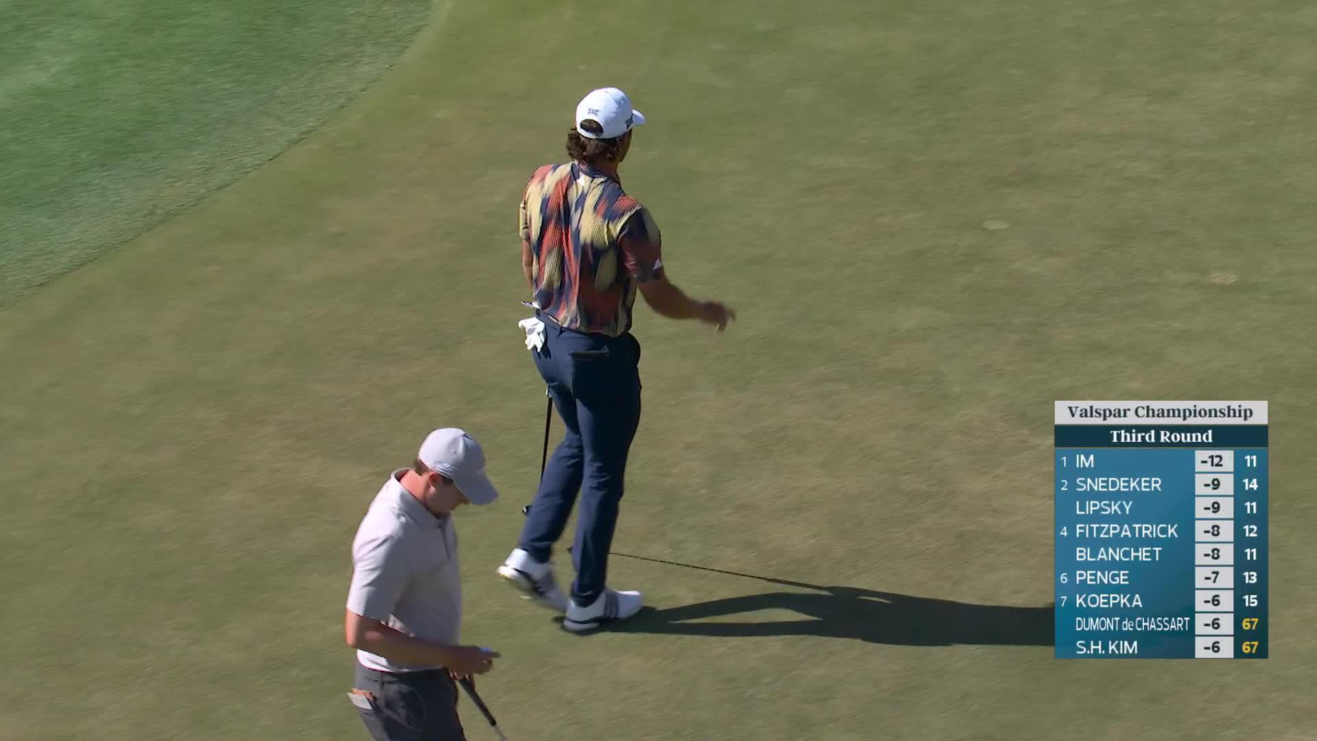 Marco Penge holes out 23-foot birdie putt on No. 13 at Valspar